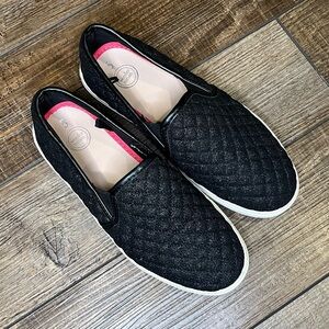 Wonder Nation Big Girl Slip On Shoes Size 5Y Sparkly Black - LIKE NEW CONDITION